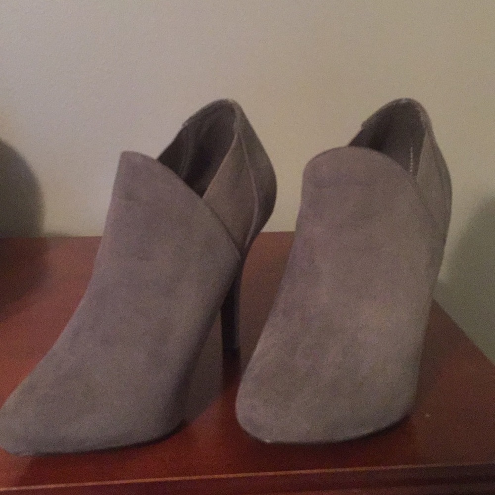 Grey suede booties